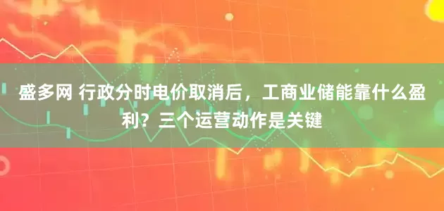 盛多网 行政分时电价取消后，工商业储能靠什么盈利？三个运营动作是关键